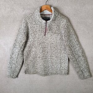 True Grit Sweater Mens XS Beige Sherpa Pullover 1/4 Zip Thick Fleece Teddy‎